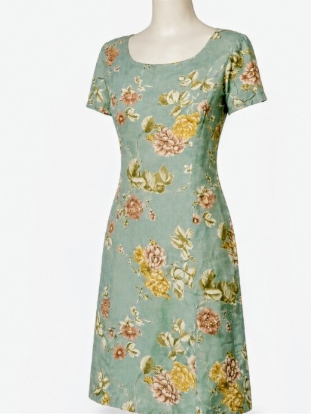 Vintage Laura Ashley Floral Tea Dress Size 6 Sage Green Cottagecore